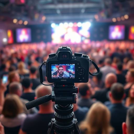 Icon depicting a camera recording a crowd, symbolizing event videography