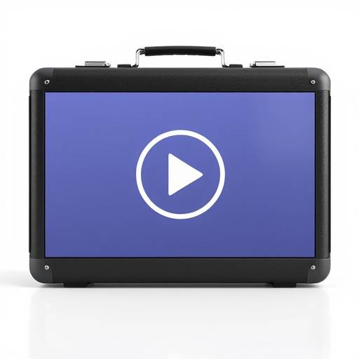 Icon featuring a briefcase and a video screen, representing corporate video solutions