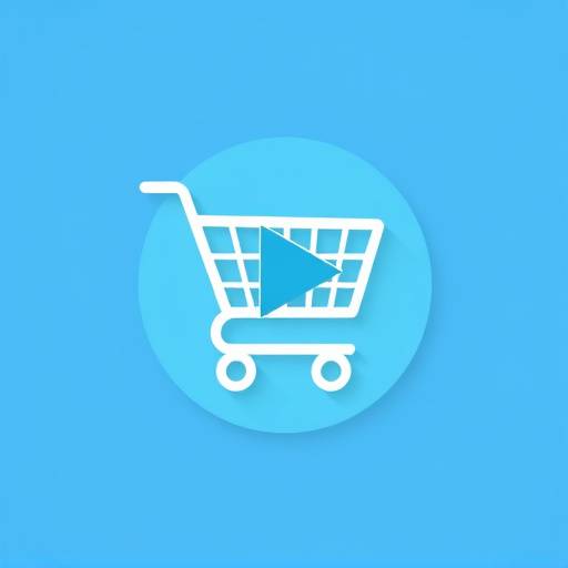 Icon representing a shopping cart and video play button, symbolizing commercial video creation